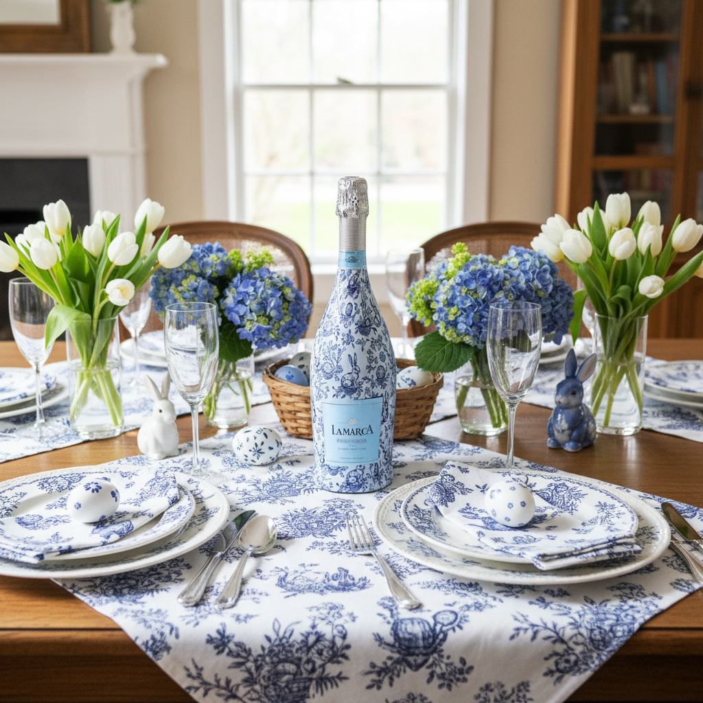 Blue Easter Bunny Toile- Prosecco Collection