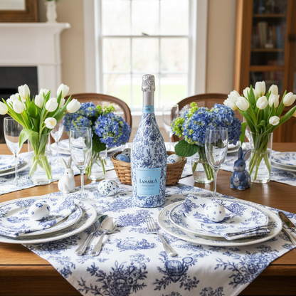 Blue Easter Bunny Toile- Prosecco Collection
