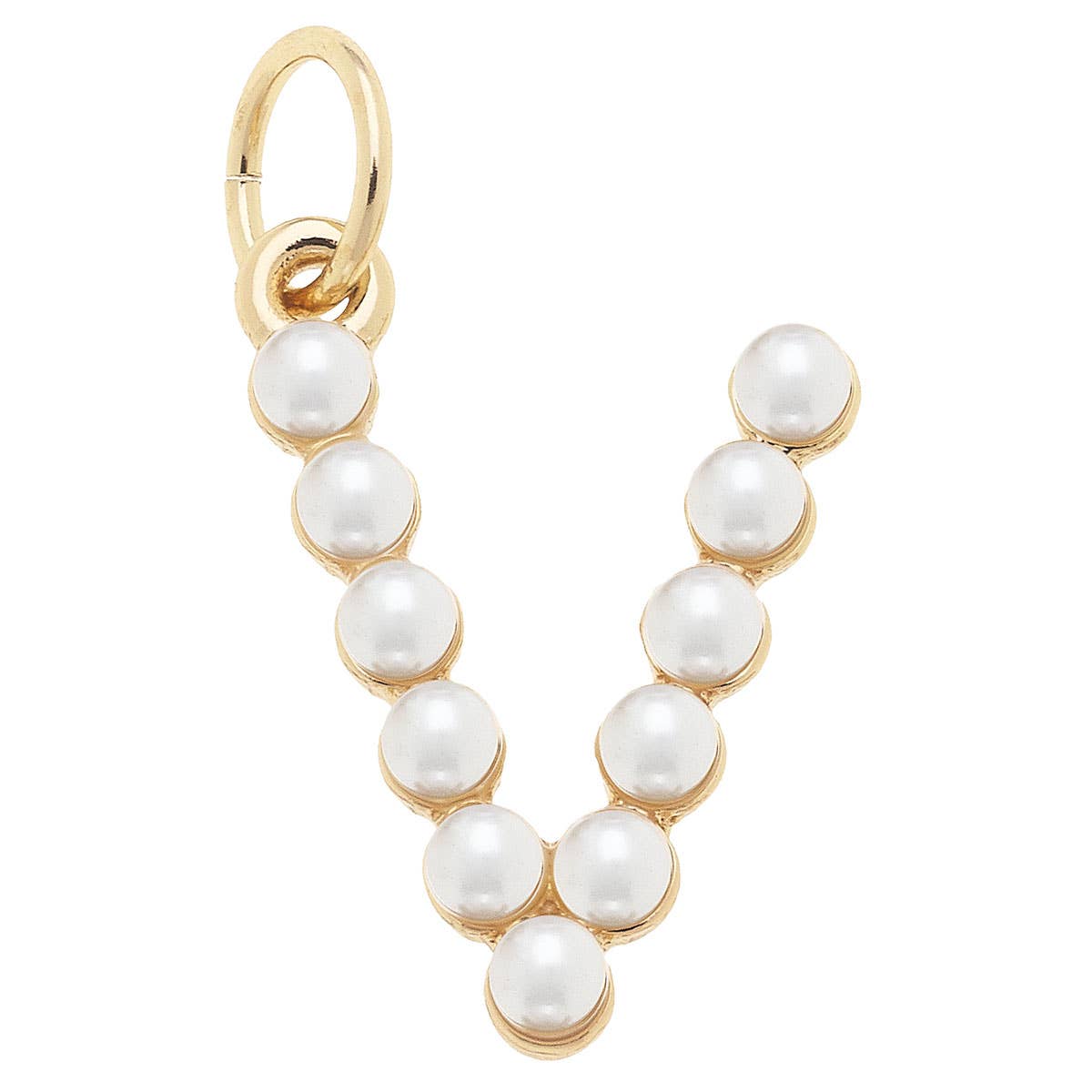 Pearl-Studded Letter Charm in Ivory
