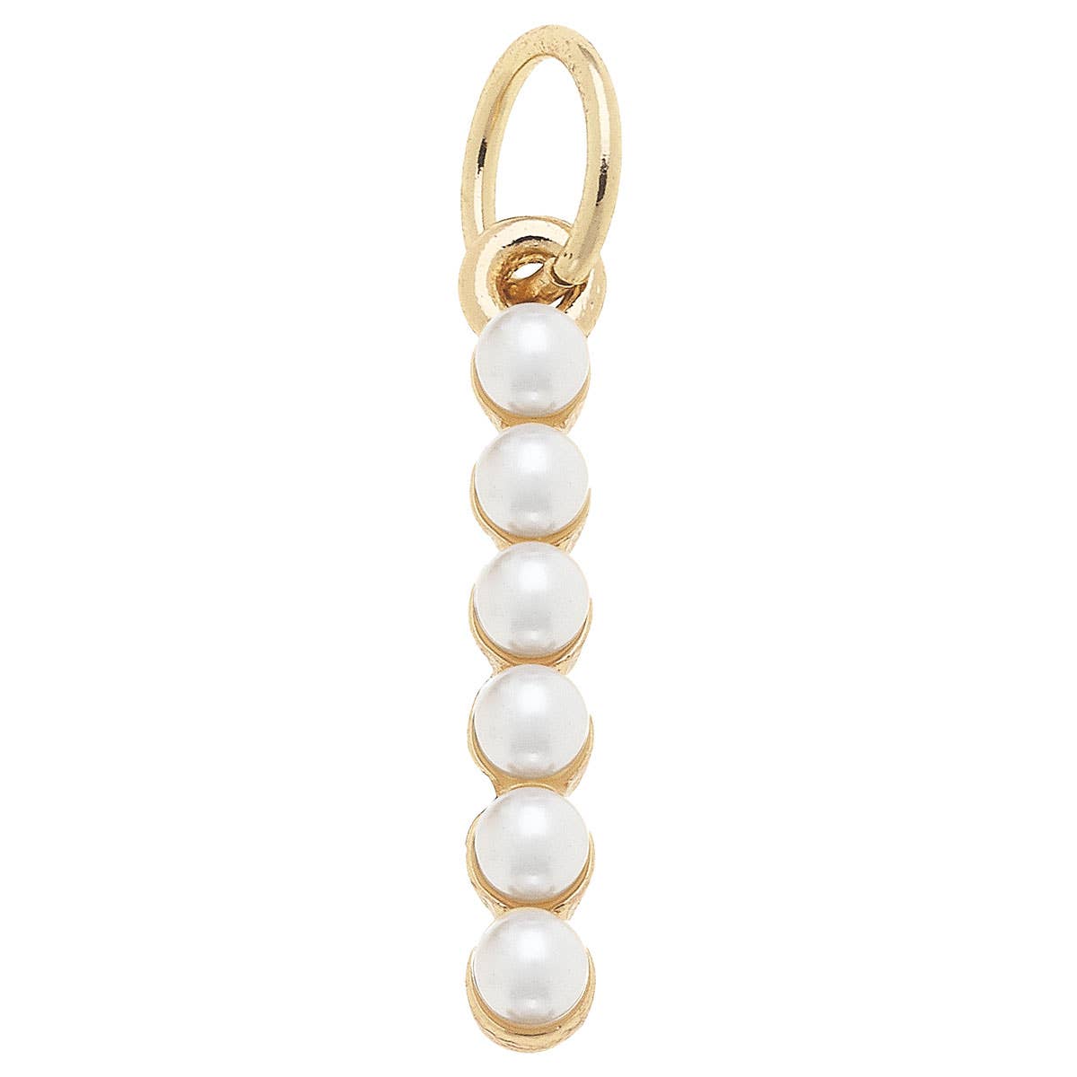 Pearl-Studded Letter Charm in Ivory