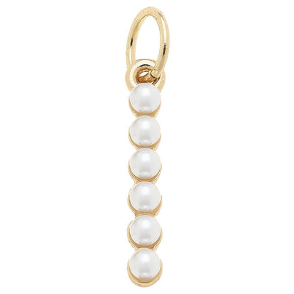 Pearl-Studded Letter Charm in Ivory
