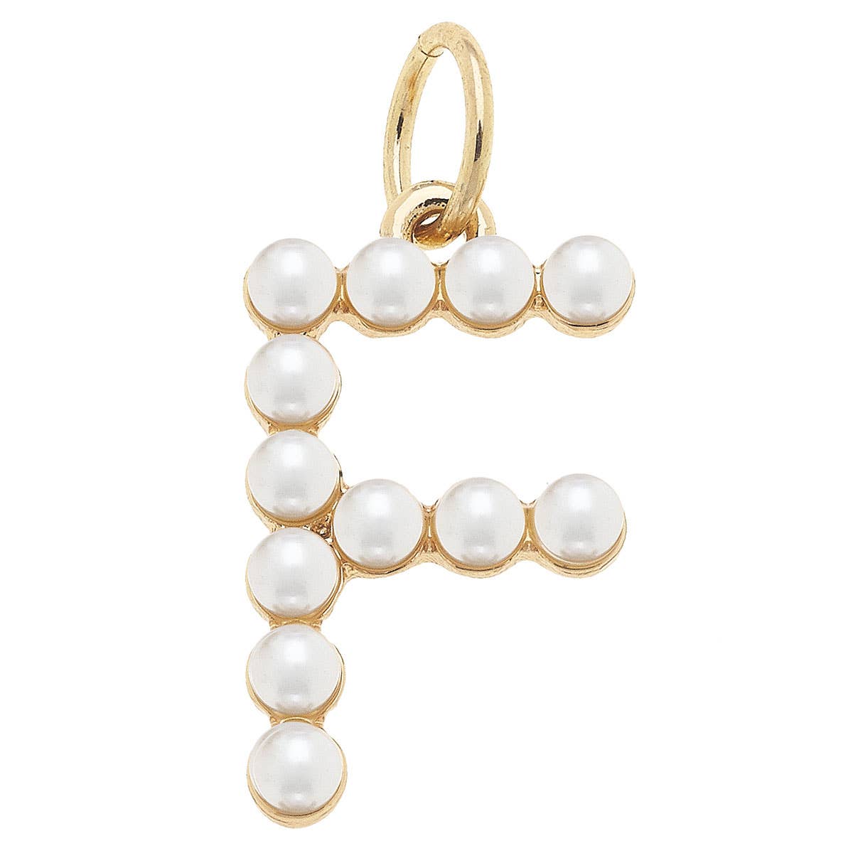 Pearl-Studded Letter Charm in Ivory