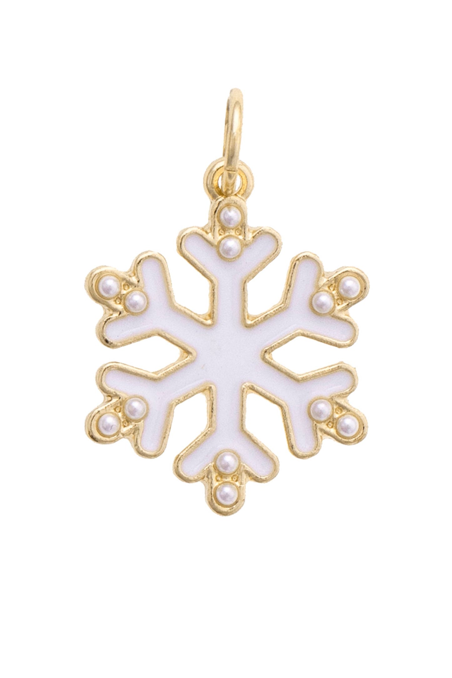 Pearl Studded Snowflake Charm in White
