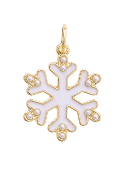Pearl Studded Snowflake Charm in White