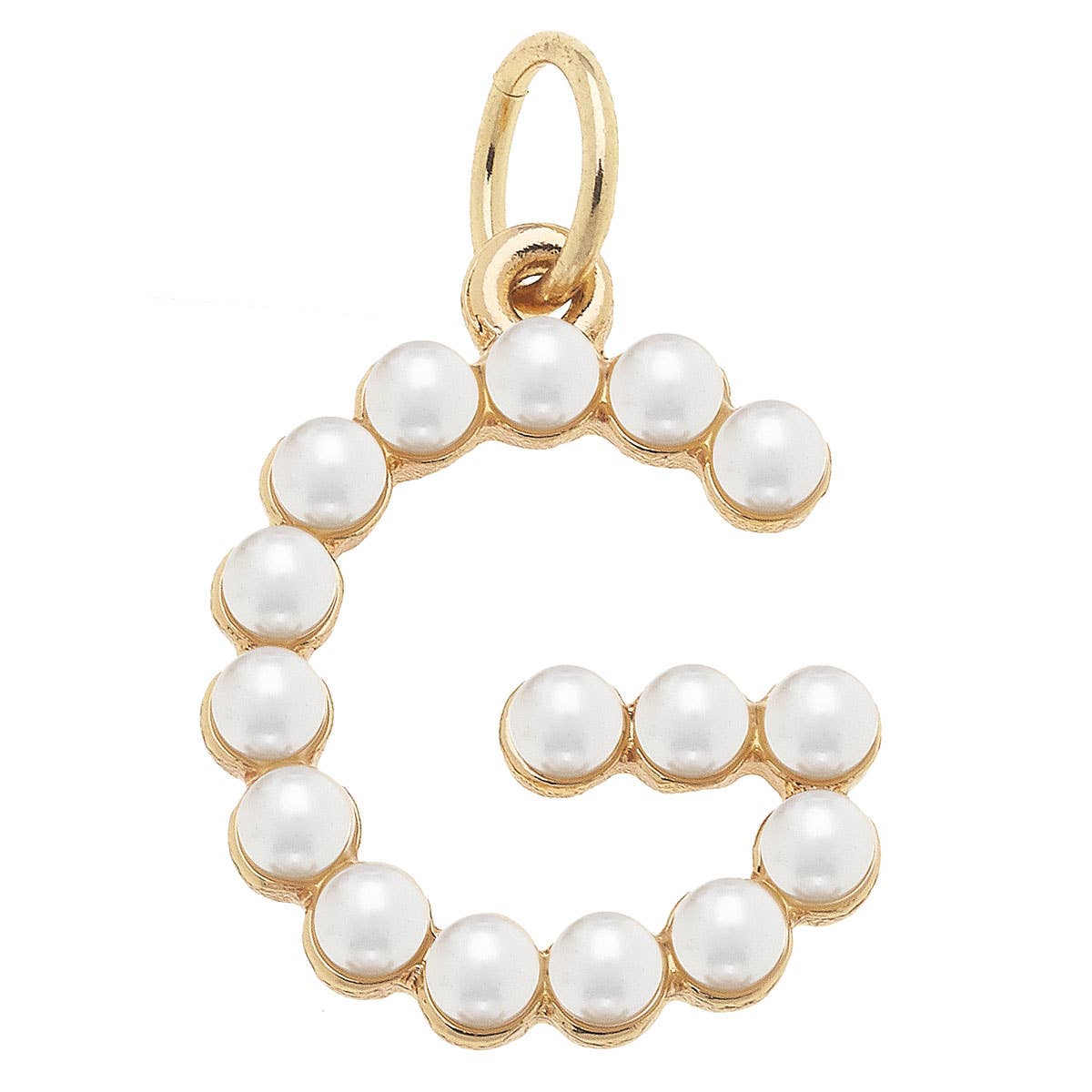 Pearl-Studded Letter Charm in Ivory