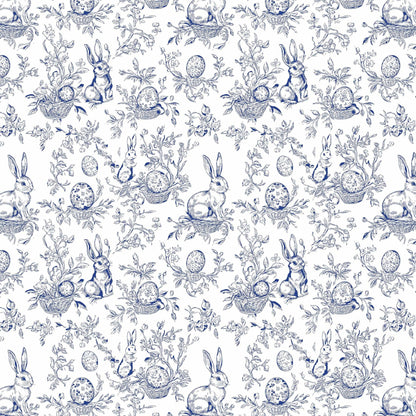 Blue Easter Bunny Toile- Prosecco Collection