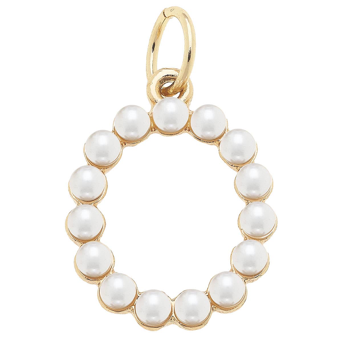Pearl-Studded Letter Charm in Ivory