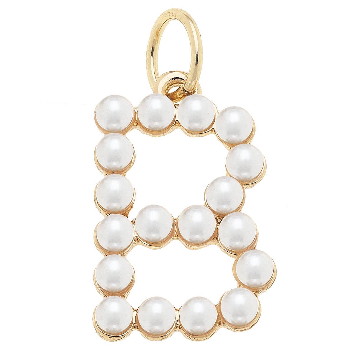 Pearl-Studded Letter Charm in Ivory