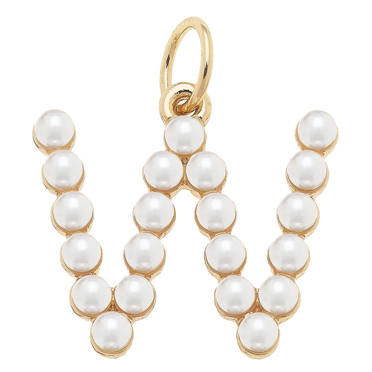 Pearl-Studded Letter Charm in Ivory