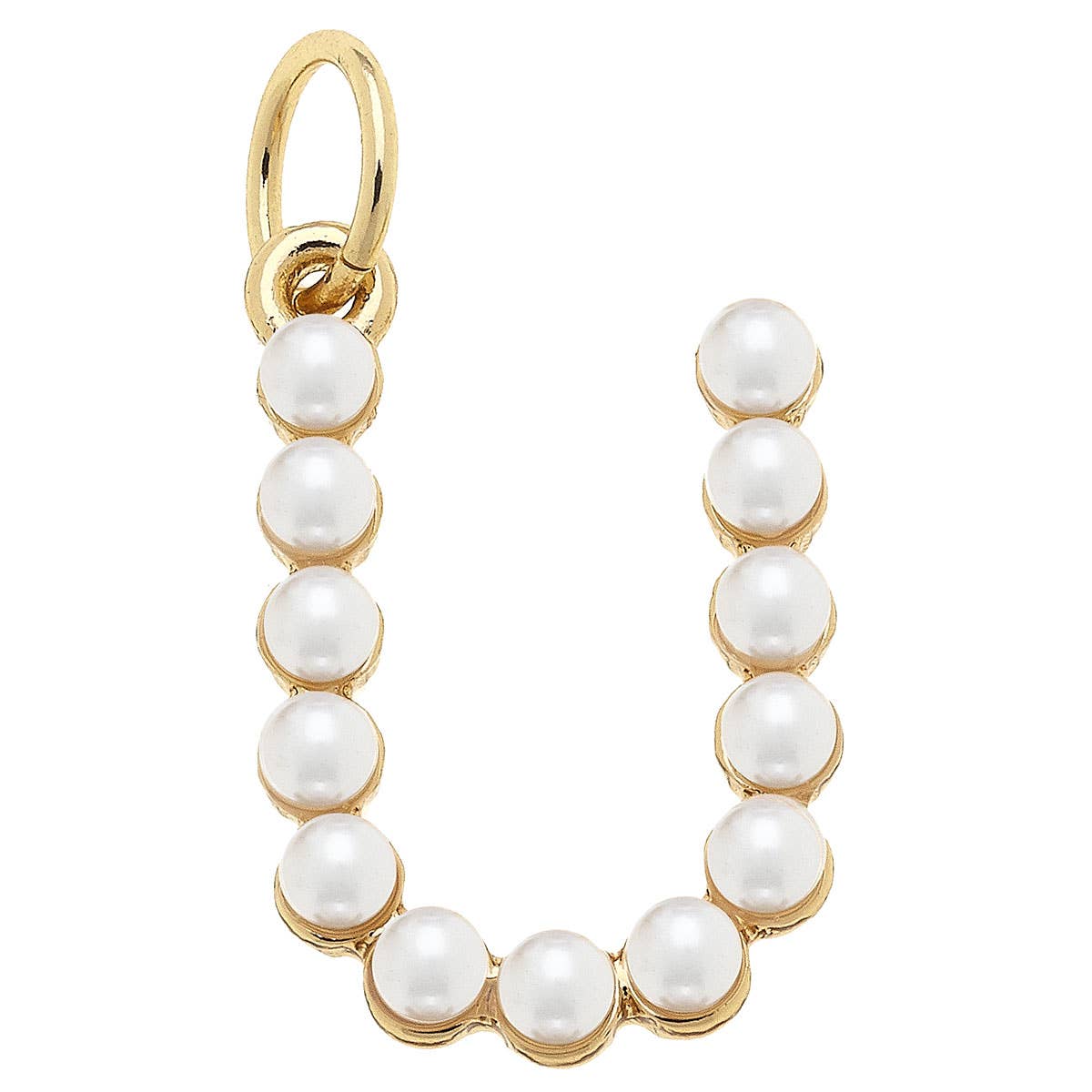 Pearl-Studded Letter Charm in Ivory